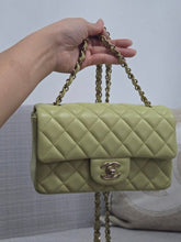 Load image into Gallery viewer, Chanel 23C 2022/2023 Cruise Collection Pastel Lime Green Lambskin Mini Rectangular Flap Bag with Champagne GHW
