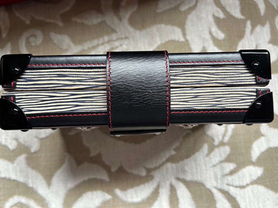 LOUIS VUITTON Red White and Black Leather Trunk Petite Malle with Silver Hardware 2015