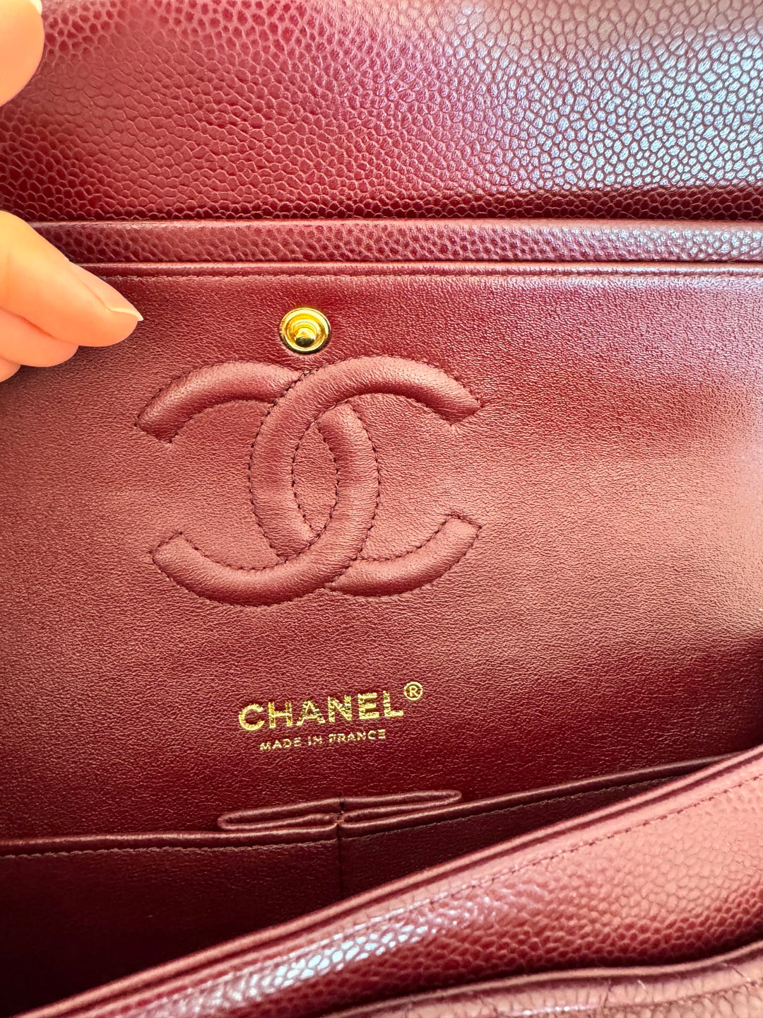 CHANEL series 21 2015 15B Burgundy Caviar GHW Medium ML Timeless Classic Double Flap Bag