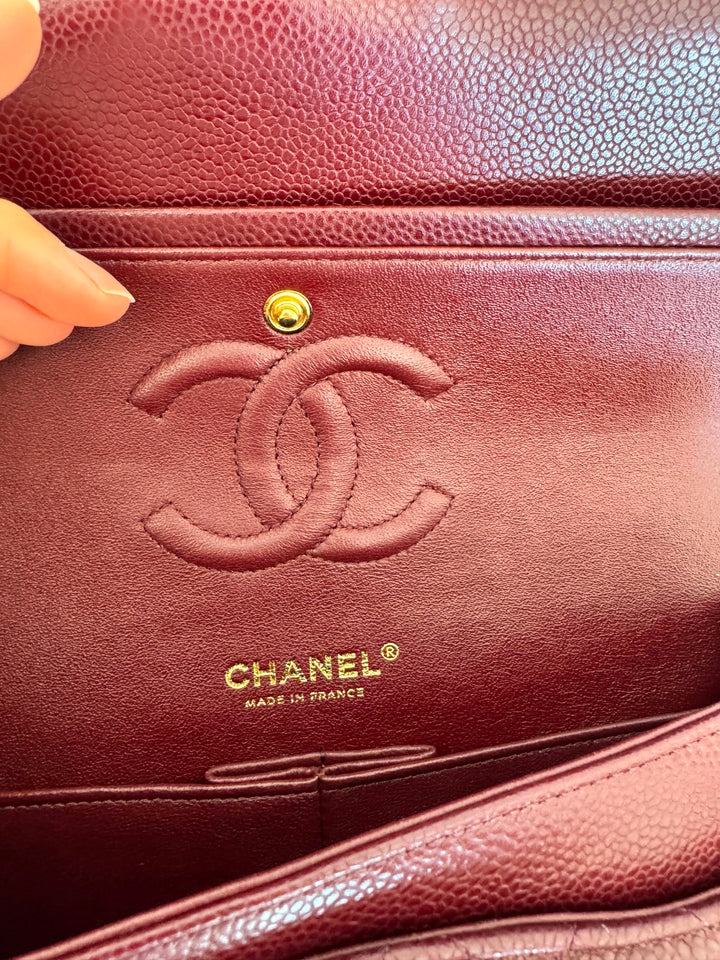 CHANEL series 21 2015 15B Burgundy Caviar GHW Medium ML Timeless Classic Double Flap Bag