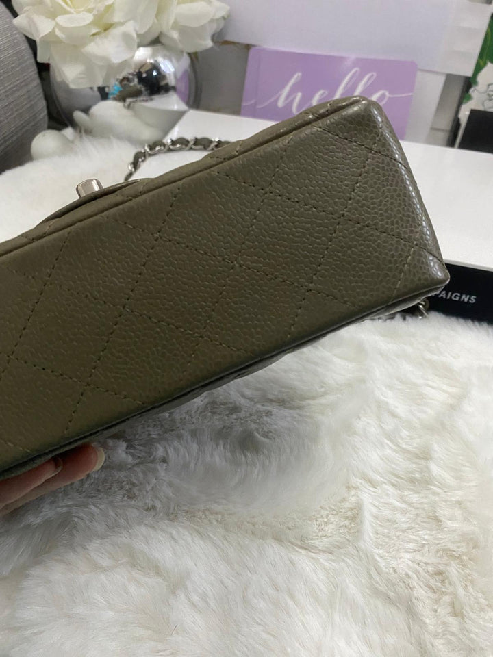 Chanel series 17 2012 Khaki Green Caviar SHW Mini Rectangular Flap Bag
