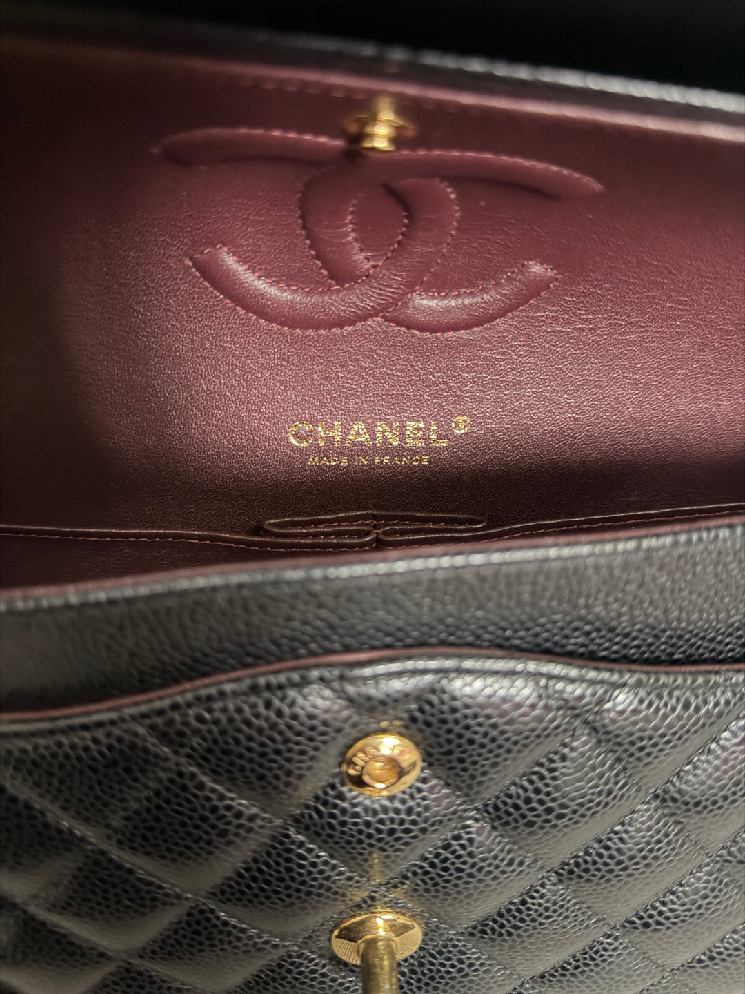 CHANEL 2022 Black Caviar GHW Timeless Classic Medium ML 11.12 Double Flap Bag