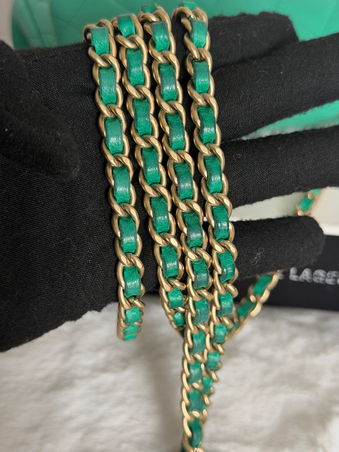 CHANEL series 21 Green Lambskin Brushed GHW Extra Mini Flap Bag 7.5 inches (discontinued line)