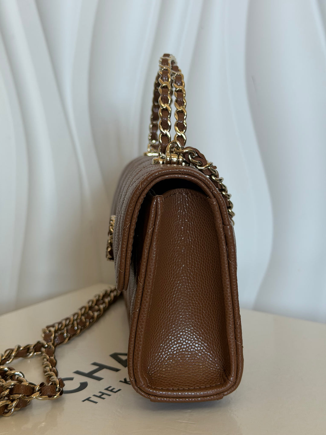 CHANEL 26P Brown Caviar LGHW Top Handle Vanity