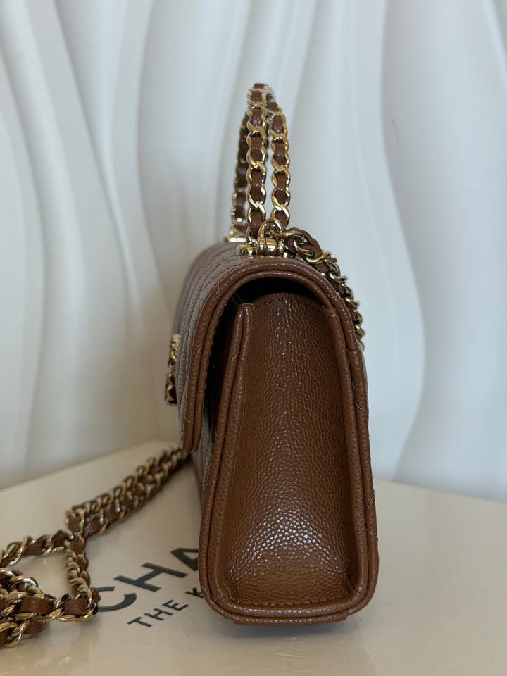 CHANEL 26P Brown Caviar LGHW Top Handle Vanity