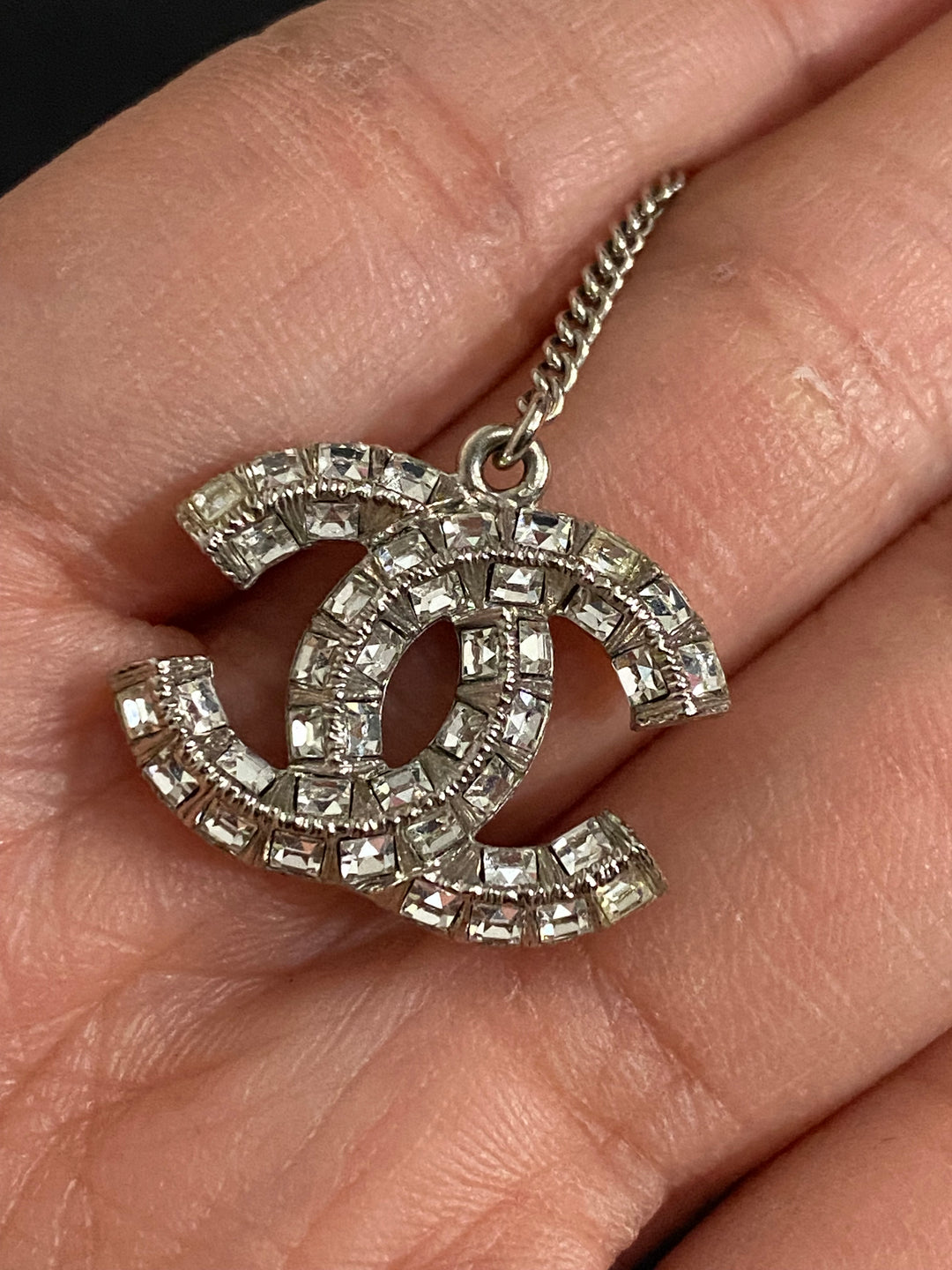 Chanel Crystal Earrings Silver Hardware