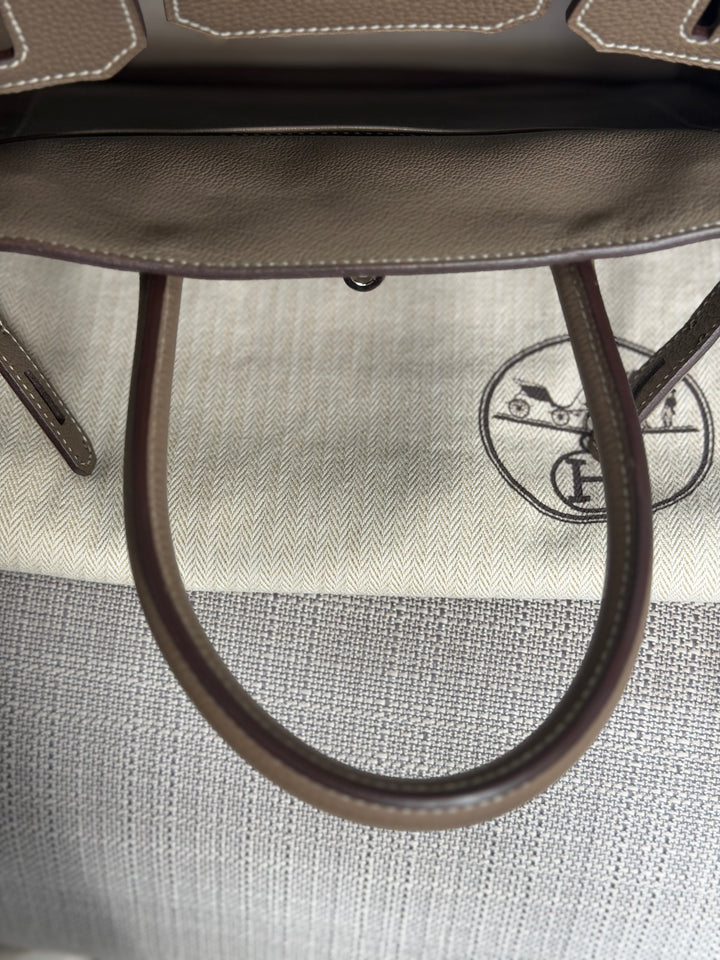 Hermès Etoupe Togo Leather PHW Birkin 30 Stamp A 2017