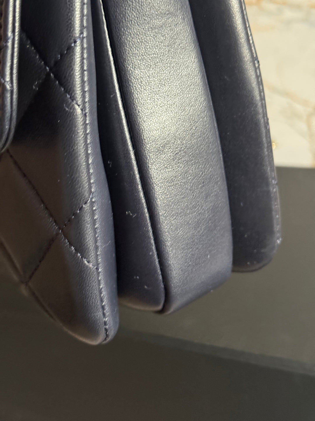 Chanel series 28 2018/2019 Navy Lambskin Champagne GHW Trendy CC Flap Bag size Small with Detachable Strap