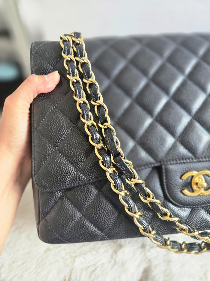 Chanel series 13 2010 Black Caviar Maxi Single Flap Bag with GHW