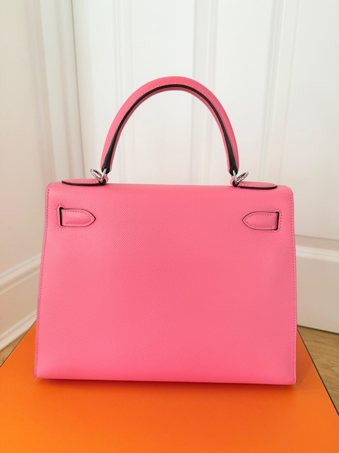 Hermes Kelly 28 in Rose Azalee Pink Epsom Leather PHW Stamp C 2018
