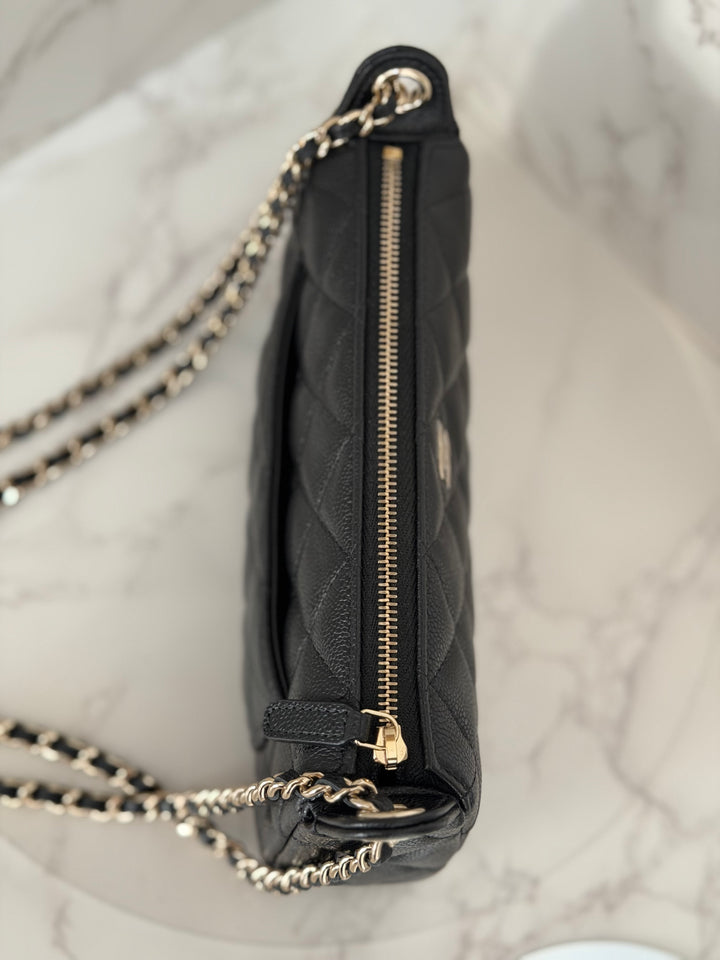 CHANEL New style Clutch/Wallet on Chain WOC in Black caviar LGHW and Burgundy lining 2025