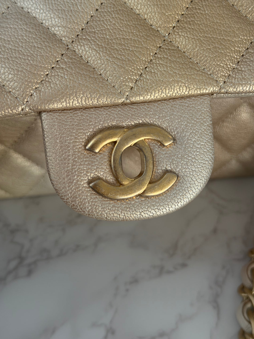 CHANEL 22P Gold Silver Ombré Goat skin Mini Rectangular Flap Bag with Aged GHW 2022