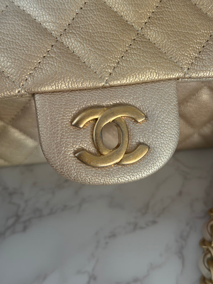CHANEL 22P Gold Silver Ombré Goat skin Mini Rectangular Flap Bag with Aged GHW 2022