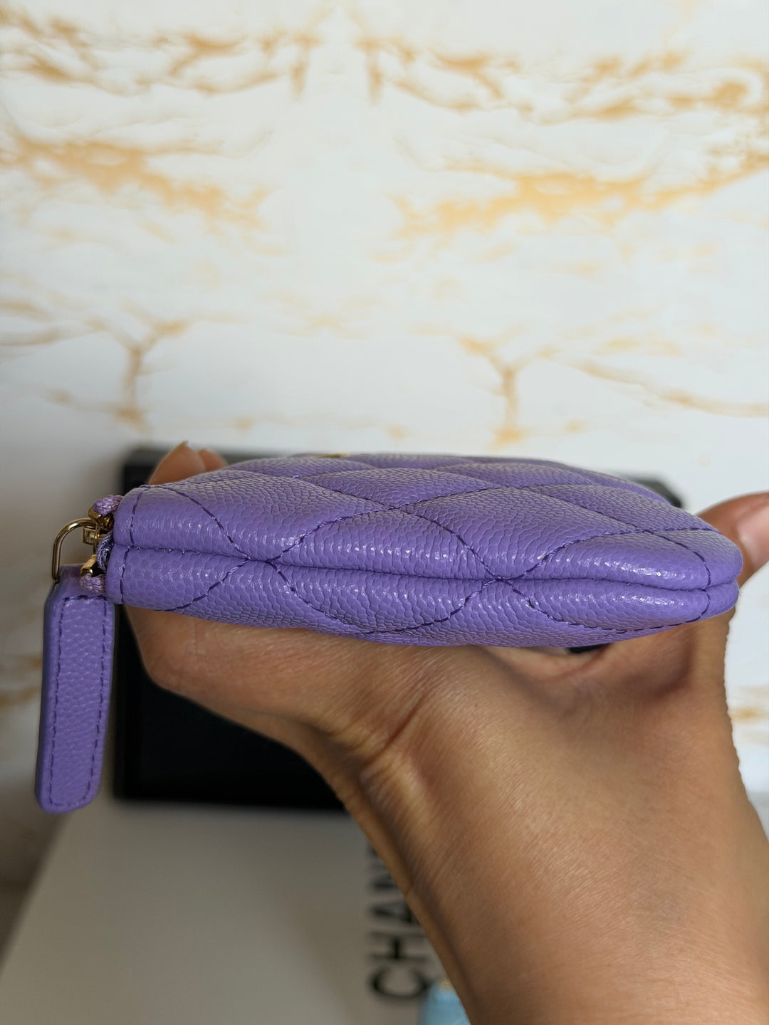 CHANEL series 28 20S purple caviar LGHW Mini O Case Pouch 15 cms
