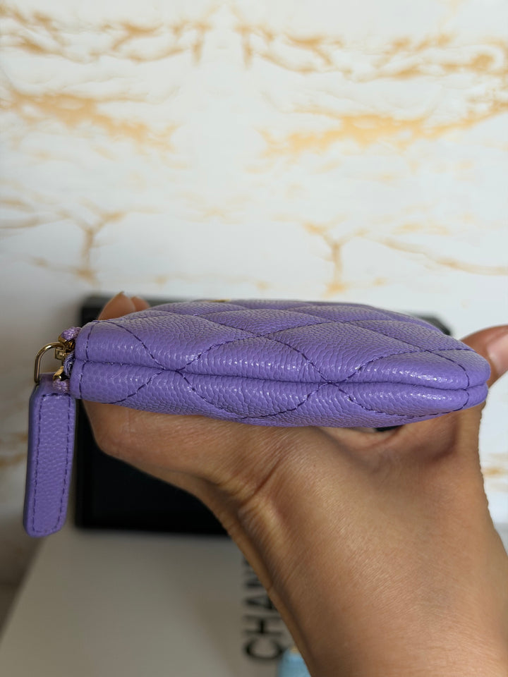 CHANEL series 28 20S purple caviar LGHW Mini O Case Pouch 15 cms