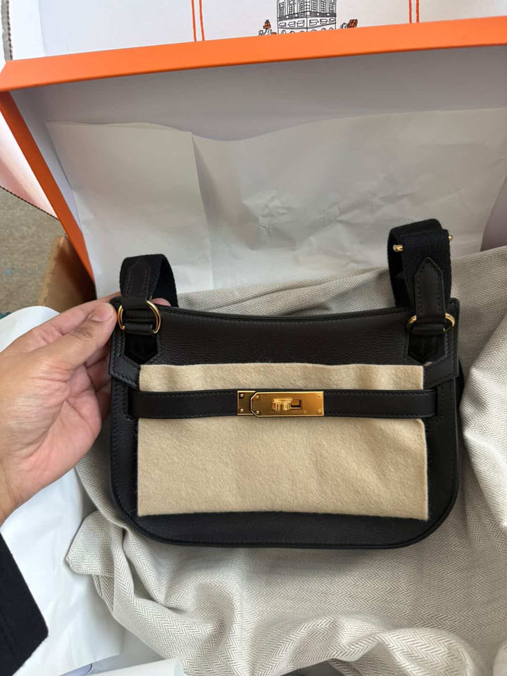 Hermes Mini Jypsiere in Black evercolor calf skin GHW