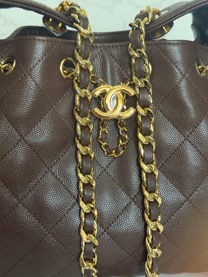 CHANEL 26B Chocolate brown Caviar LGHW 25 Hobo Bag size Small 2026