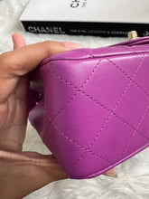 Load image into Gallery viewer, Chanel 21C 2021 Cruise Collection Purple Lambskin Champagne GHW Mini rectangular flap bag
