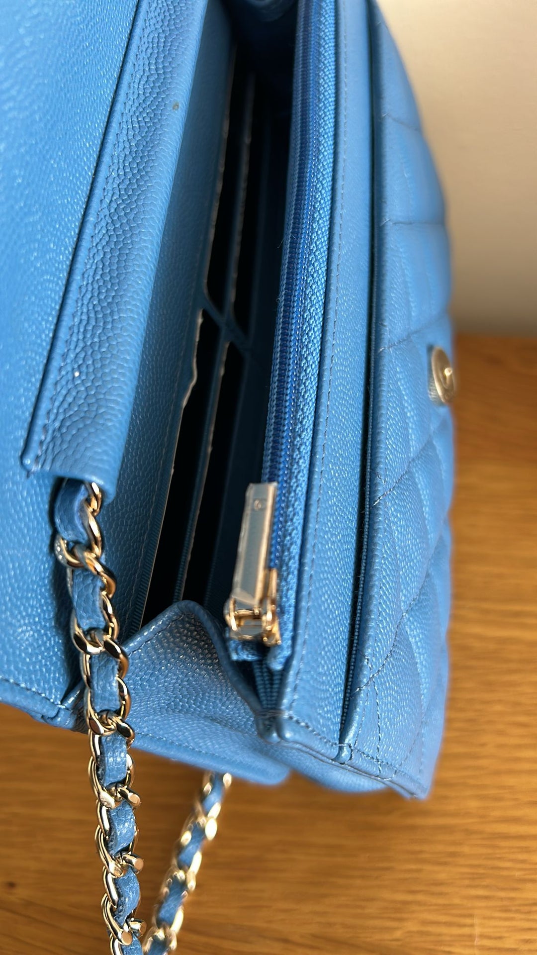 CHANEL series 30 Blue Jean Caviar LGHW Classic Wallet On Chain (WOC) 2020