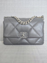 Load image into Gallery viewer, Chanel 19 size Small From 2022 in Dark grey Lambskin Mixed GHW with Silver colourway Flap Bag with Top Handle
