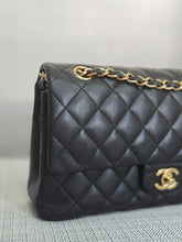 Load image into Gallery viewer, Chanel series 16 2012 Black Lambskin Medium ML Timeless Classic Double Flap Bag with GHW
