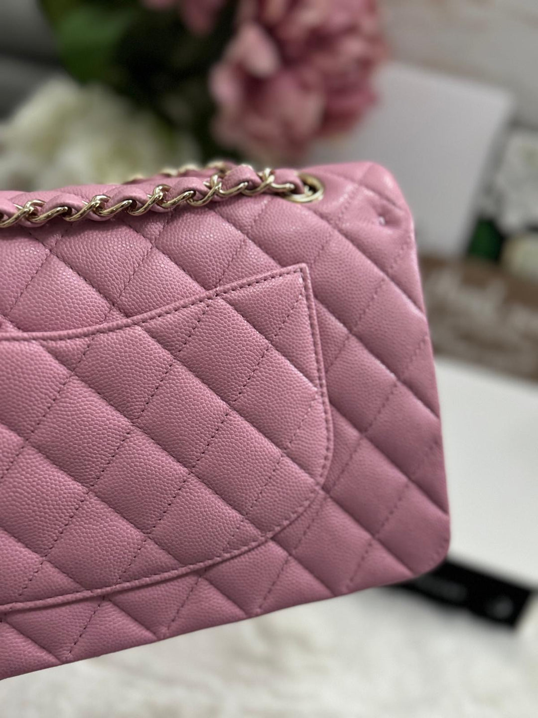 CHANEL 22S 2022 Dark Pink Caviar LGHW Medium ML Timeless Classic Double Flap Bag