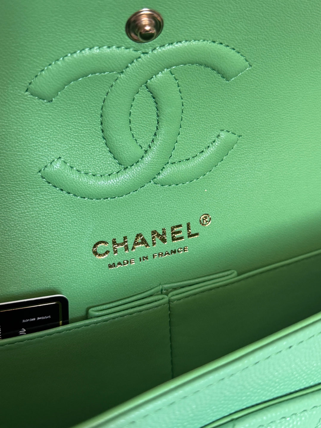 CHANEL 21P Avocado Green Caviar LGHW Small Timeless Classic Double Flap Bag 2021
