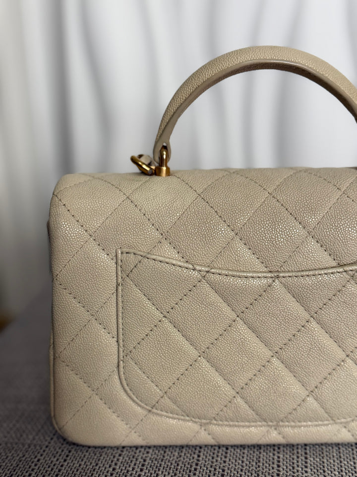 CHANEL 21S series 31 Beige Caviar Aged GHW Mini Rectangular Flap Bag with Top Handle 2021