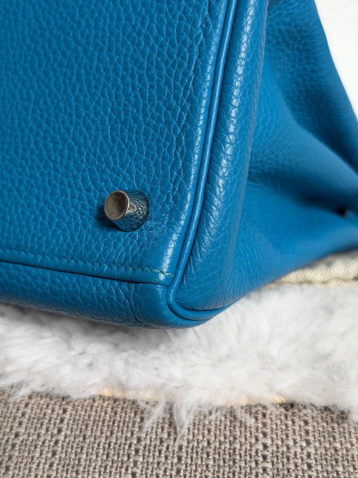 HERMÈS Bleu Frida Togo Leather PHW Kelly 28 Bag Stamp A 2017
