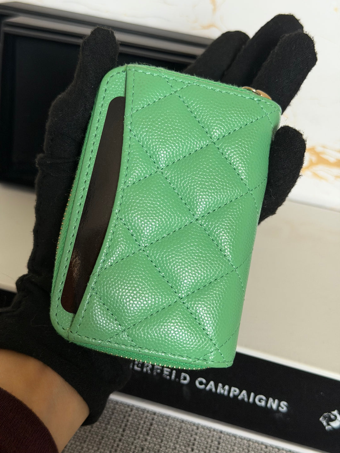 CHANEL 21P series 31 Green Caviar LGHW Zippy Coin Purse