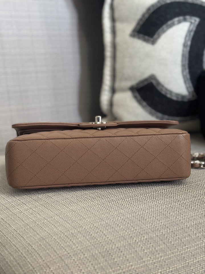 Chanel series 24 17B 2017 Fall/Winter Collection Taupe Caviar SHW Medium ML Timeless Classic Double Flap Bag