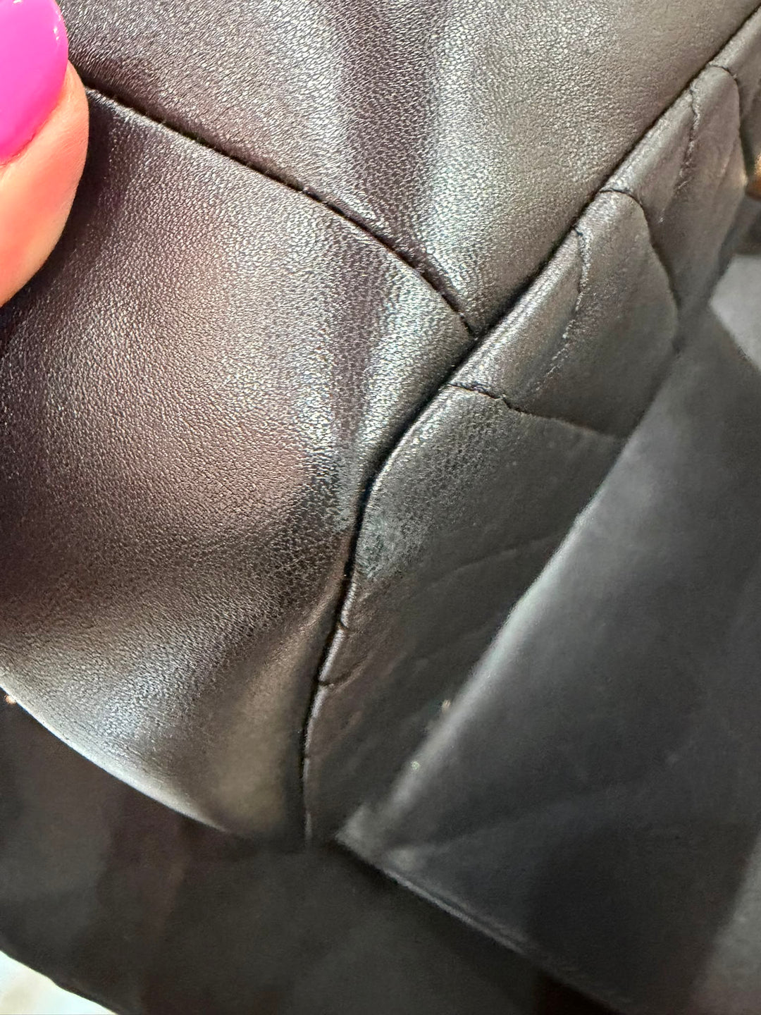 CHANEL Black Lambskin Brushed GHW Mademoiselle Chic Jumbo Single Flap Bag
