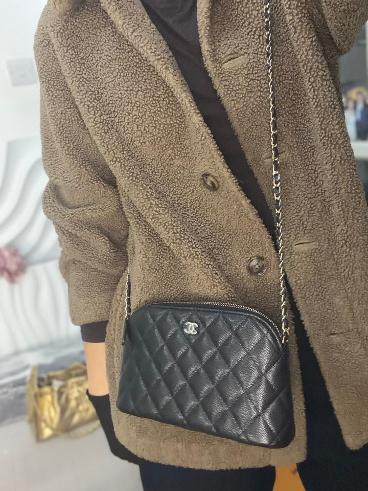 CHANEL Black caviar LGHW Vanity Bag with Chain