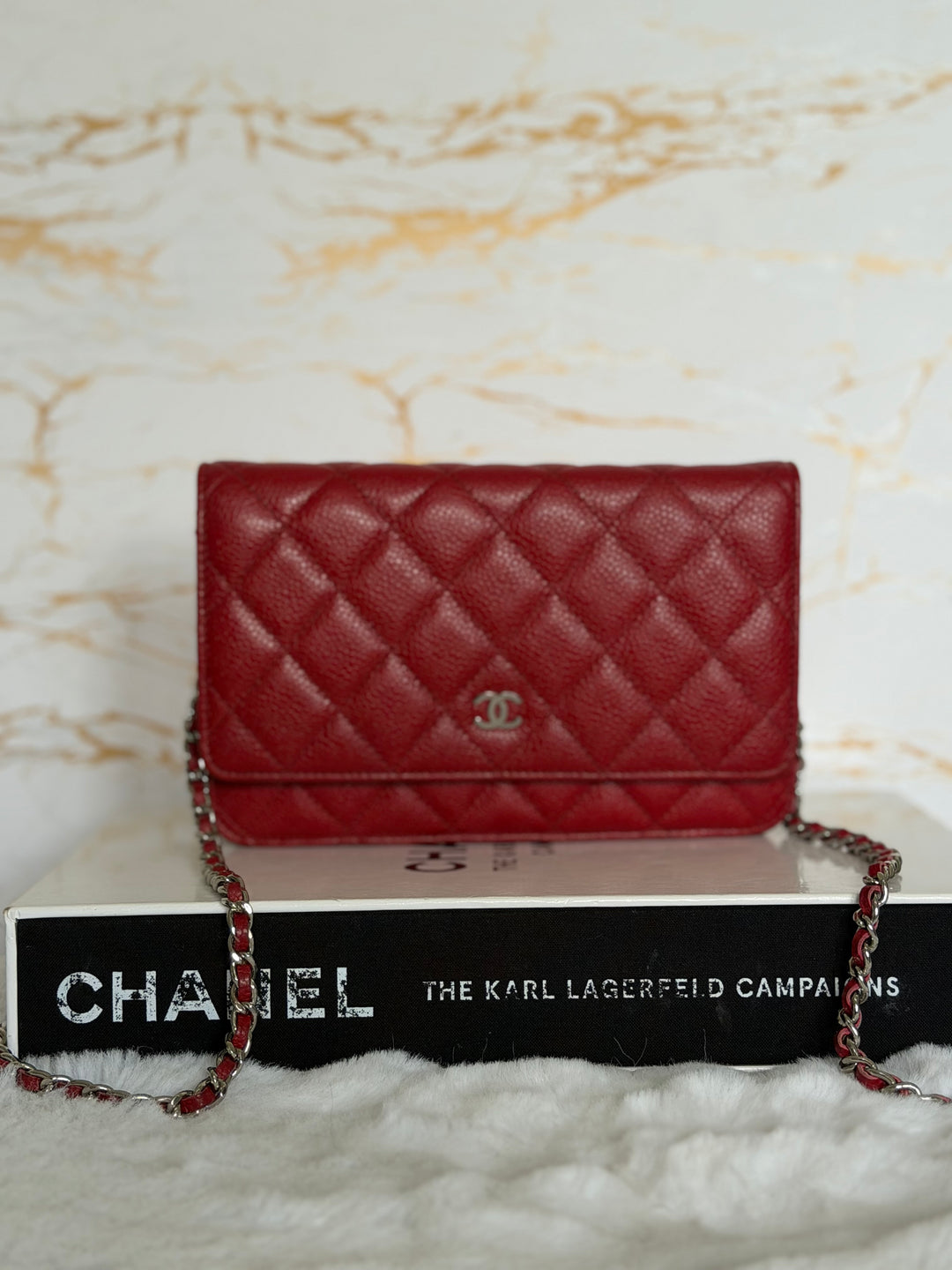 CHANEL series 19 Red Caviar Classic Wallet on chain (WOC) SHW 2014/2015