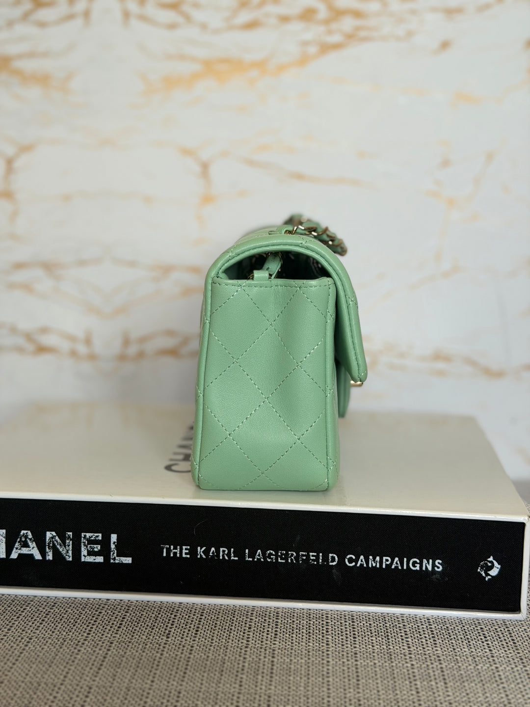 CHANEL Pastel Green Lambskin LGHW Mini Rectangular Flap Bag 2024 8 inches 20 cms
