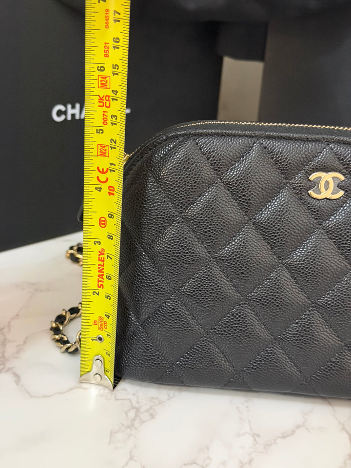 CHANEL Black caviar LGHW Vanity Bag with Chain