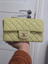 Load image into Gallery viewer, Chanel 23C 2022/2023 Cruise Collection Pastel Lime Green Lambskin Mini Rectangular Flap Bag with Champagne GHW
