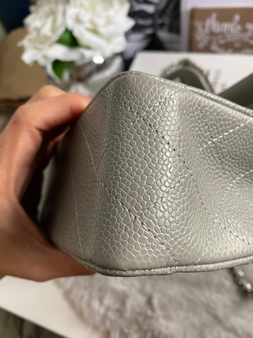 CHANEL series 19 Grey Caviar SHW Medium ML Double Flap Bag 14B collection 2014