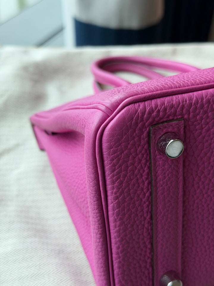 HERMÈS Rose Pourpre Togo Leather PHW Birkin 25 stamp C 2017