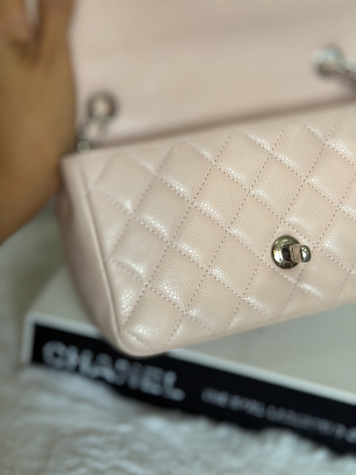 CHANEL series 18 Light Sakura Pink Caviar SHW Mini Rectangular Flap Bag 2014 14C collection