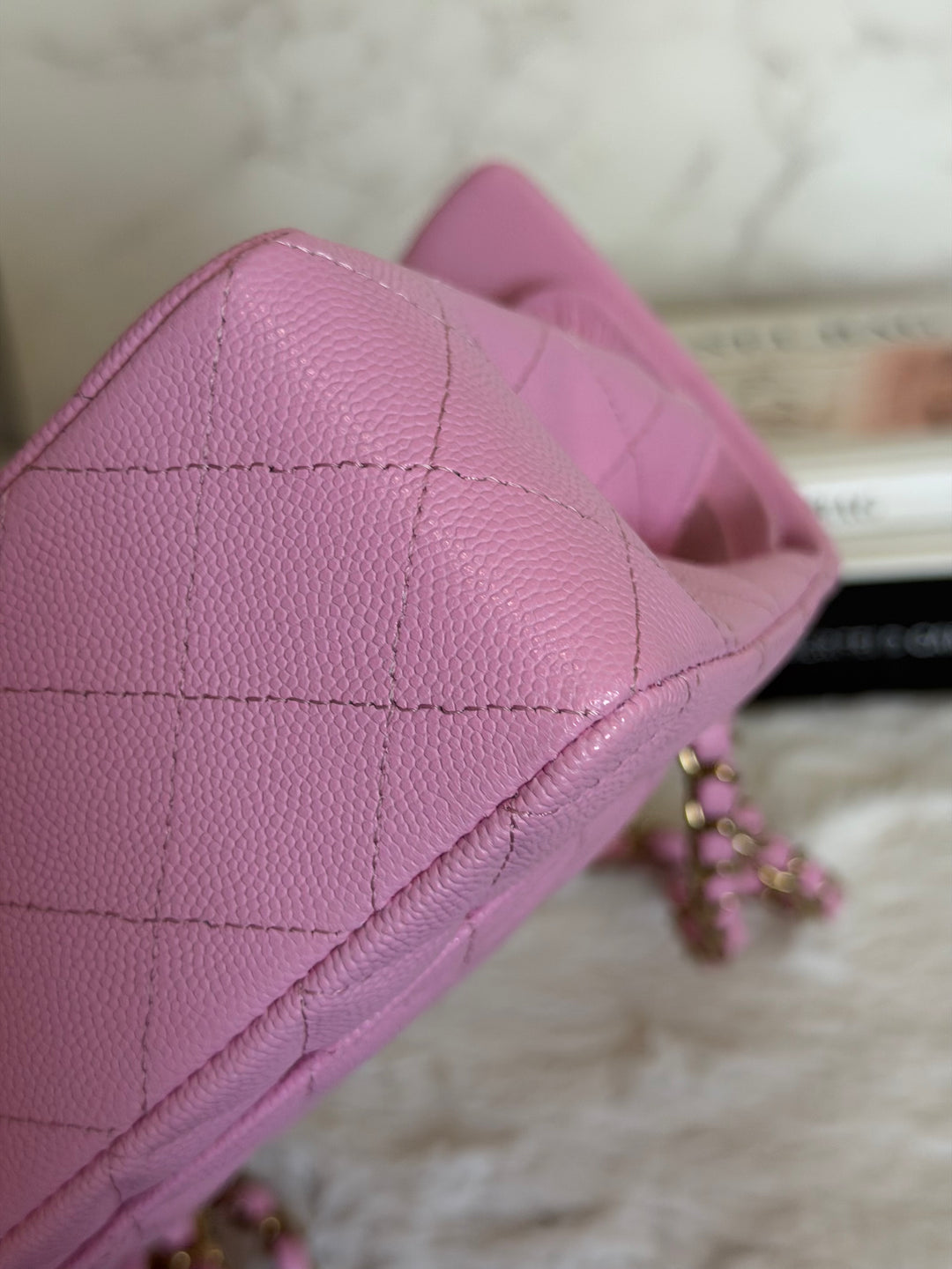 CHANEL 23P Mauve Pink Caviar Small Timeless Classic Double Flap Bag 2023