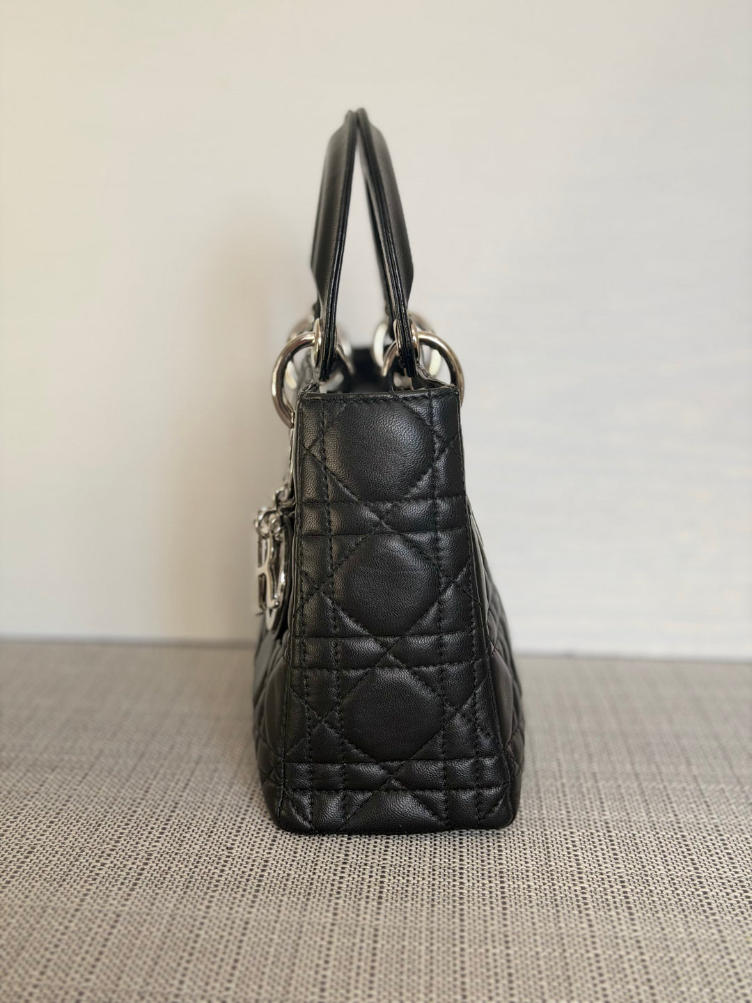 DIOR Lady Dior Mini Vintage Black Lambskin Silver hardware SHW 2006