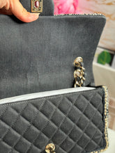 Load image into Gallery viewer, Chanel series 26 Black Denim LGHW Braided in Gold/White/Black Medium Flap Bag
