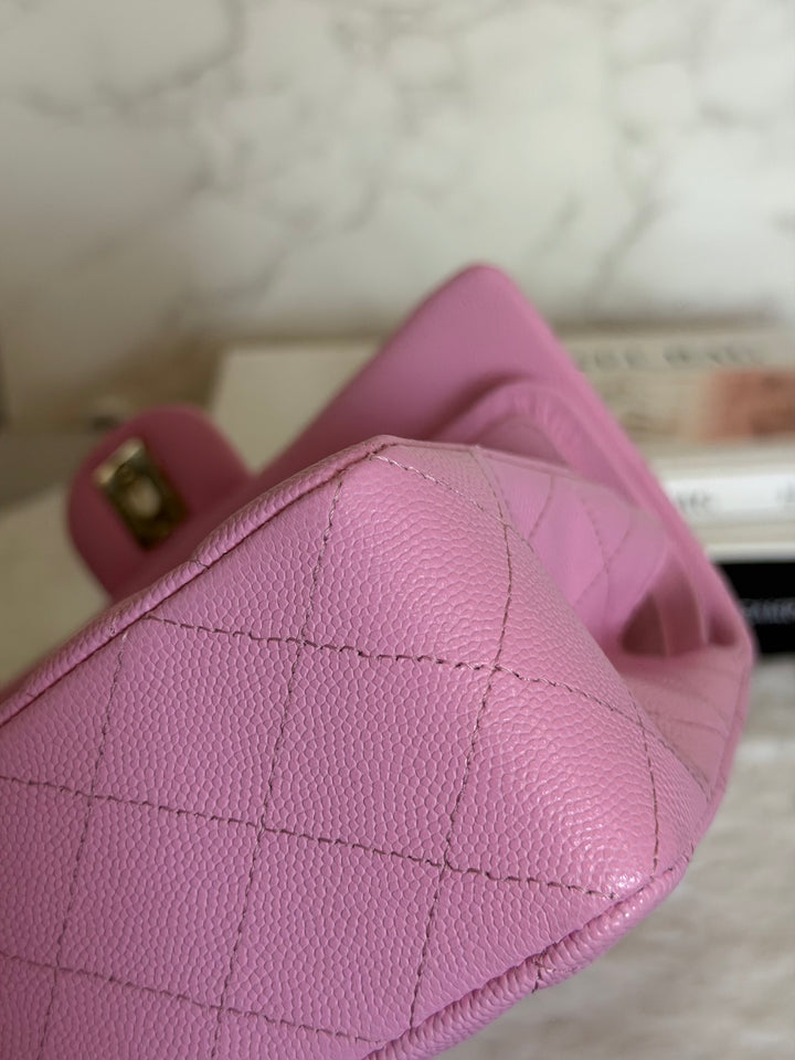 CHANEL 23P Mauve Pink Caviar Small Timeless Classic Double Flap Bag 2023