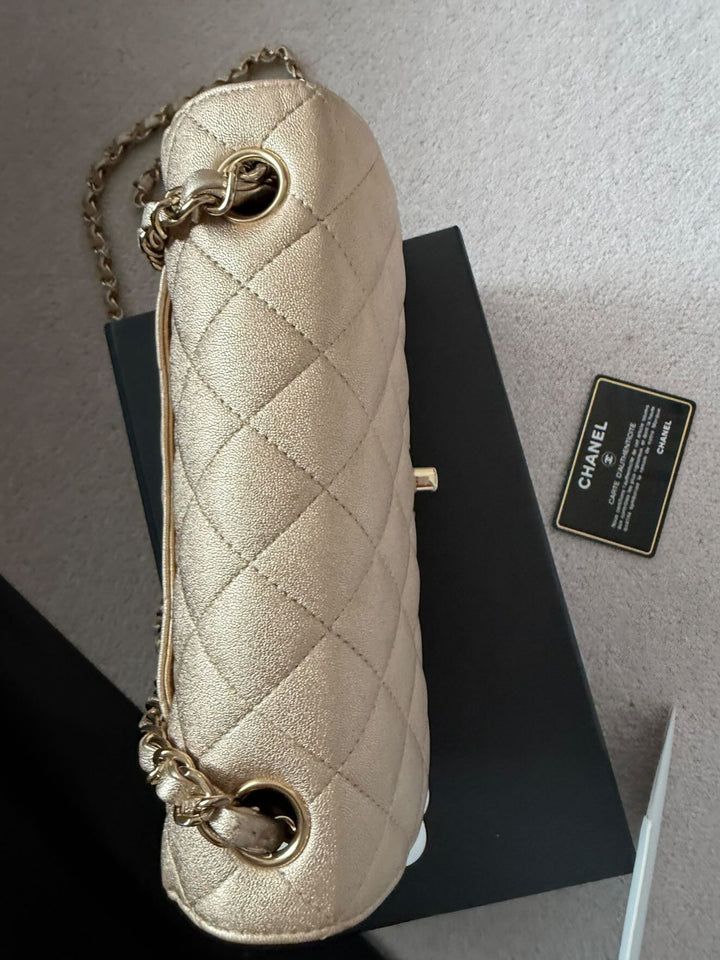 CHANEL series 31 21P Collection Iridescent Gold Lambskin LGHW Mini Rectangular Flap Bag 2021