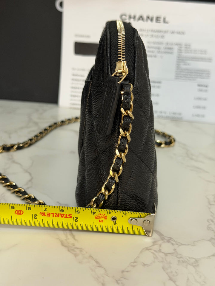 CHANEL Black caviar LGHW Vanity Bag with Chain