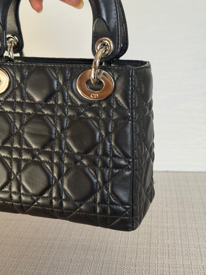DIOR Lady Dior Mini Vintage Black Lambskin Silver hardware SHW 2006