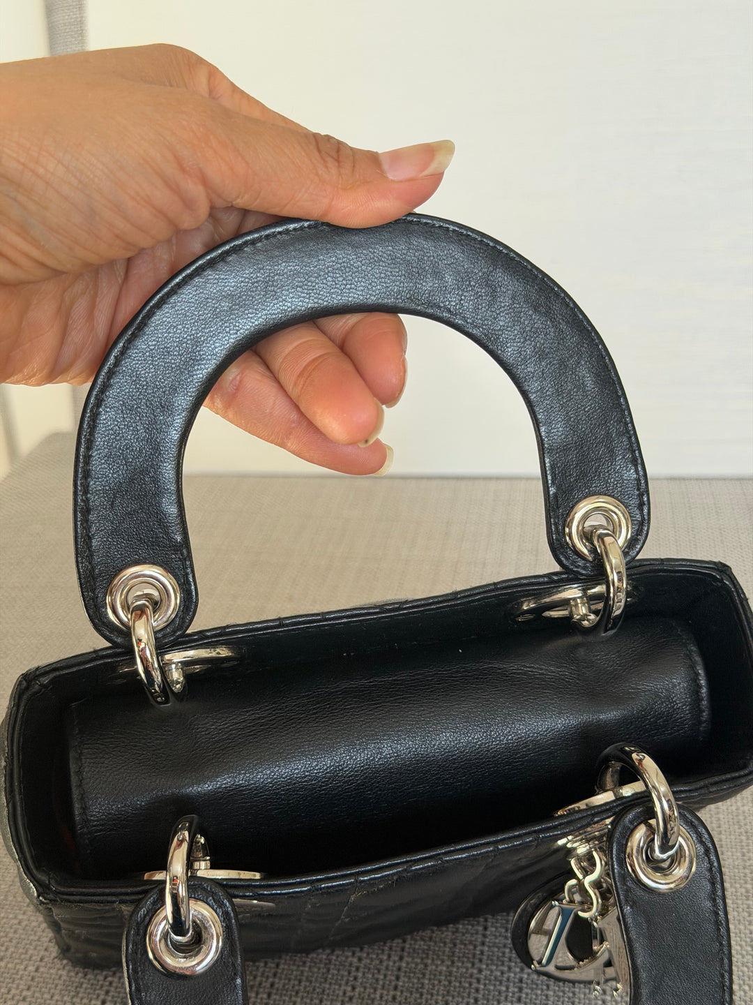 DIOR Lady Dior Mini Vintage Black Lambskin Silver hardware SHW 2006