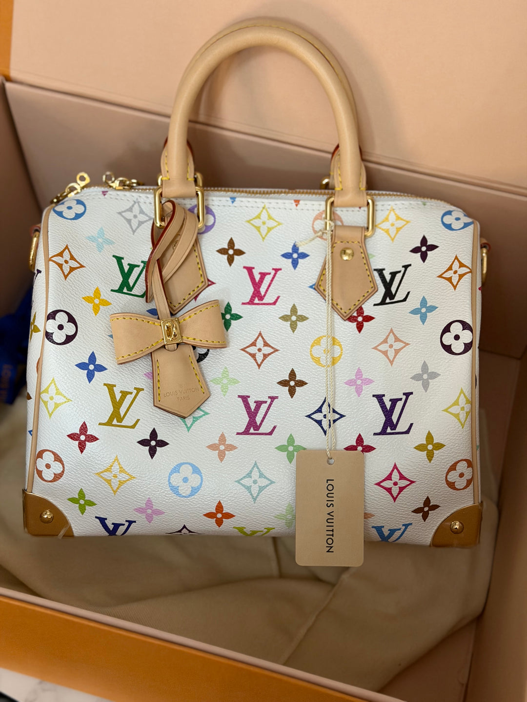 LOUIS VUITTON LV TM x LV Takashi Murakami Blanc White Multicolored Monogram canvas Speedy Bandouliere 25