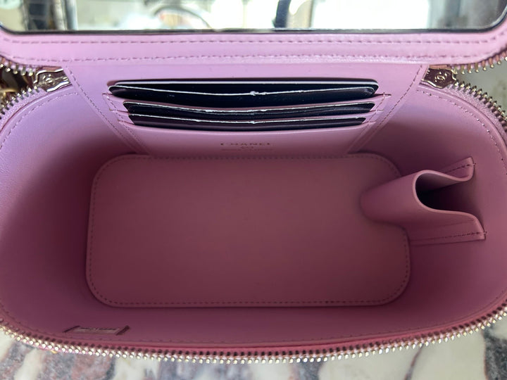 CHANEL 22S Mauve Pink Caviar Aged GHW SMALL Vanity with Metal and Leather top handle 2022